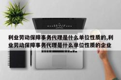 利业劳动保障事务代理是什么单位性质的,利业劳动保障事务代理是什么单位性质的企业