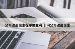 公司注册信息在哪里查询,査询公司注册信息